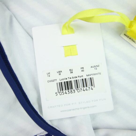 Cleo Swim by Panache Bikini Bottoms Size M Navy Blue White Nautical NWT Side Tie - Picture 6 of 7